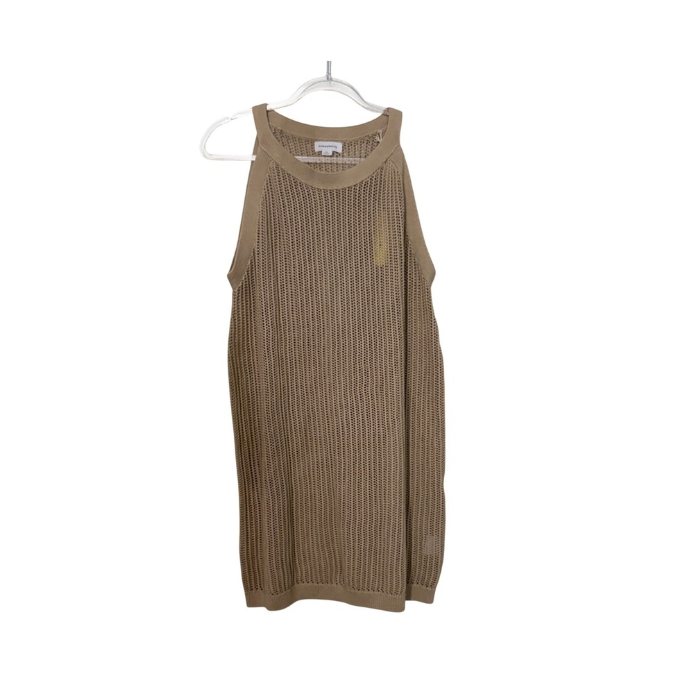 Summersalt Crochet Mini Dress Womens XL Taupe Tan Open Knit Halter